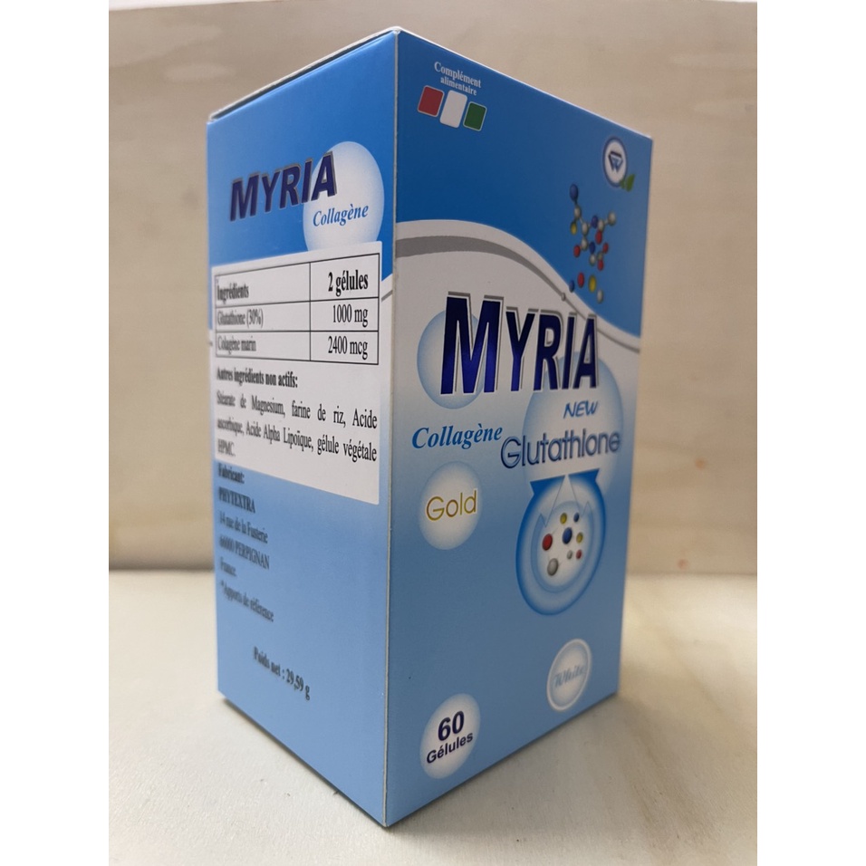 Myria Glutathion Làm đẹp da, chống lão hóa - Nhập khẩu Pháp - Hộp 60 viên