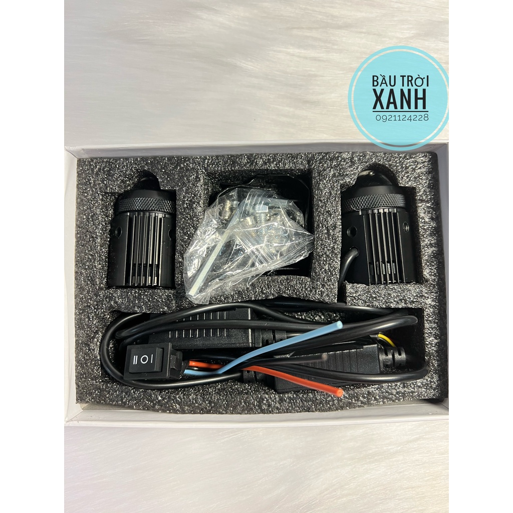 Đèn trợ sáng mini bi cầu 2 ánh sáng gắn xe máy tặng kèm công tắc