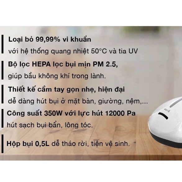 Máy hút bụi giường nệm Xiaomi Deerma cầm tay mini CM800 CM1300 CM1900 hút bụi ga gối, ghế sofa diệt khuẩn UV - HAPOS