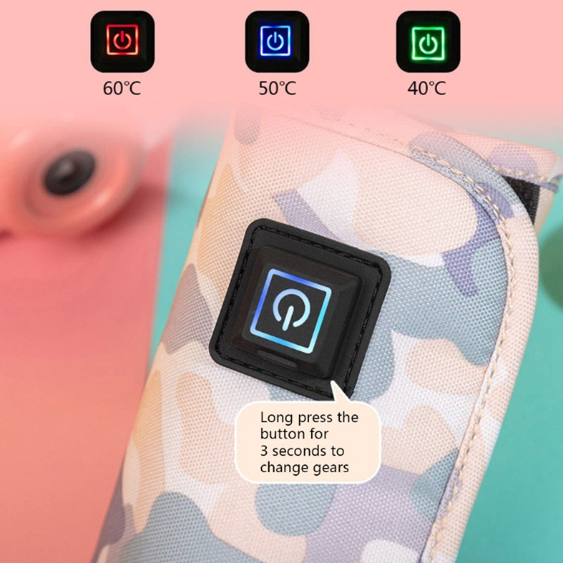 Vỏ Bọc Giữ Ấm Bình Sữa Em Bé USB Họa Tiết Rằn Ri Nhỏ Gọn Tiện Lợi