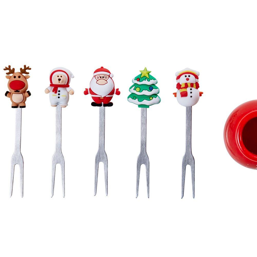 Nĩa Ăn Trái Cây Bằng Thép Không Gỉ Hình Ông Già Noel Người Tuyết Tuần Lộc Giáng Sinh Năm Mới
