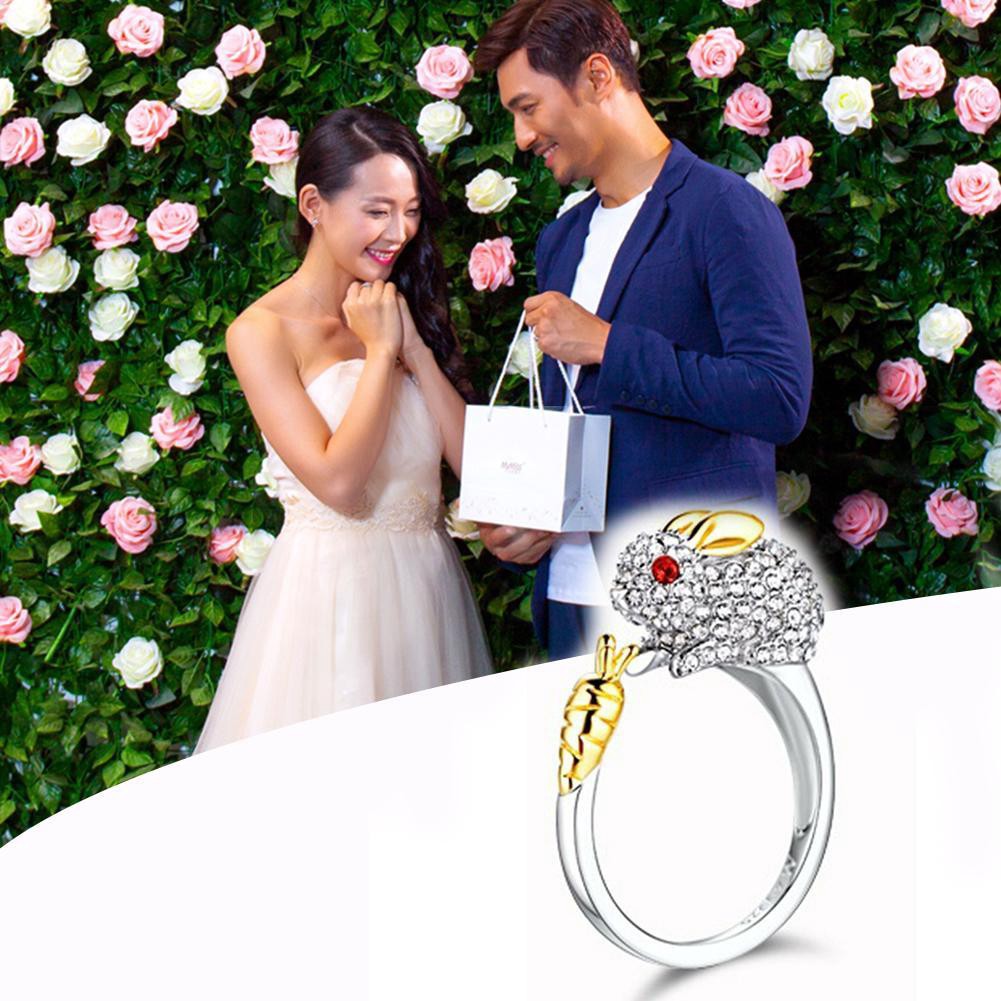 Nhẫn đeo tay kim loại hình thỏ đính đá xinh xắn cho nữ G9K5