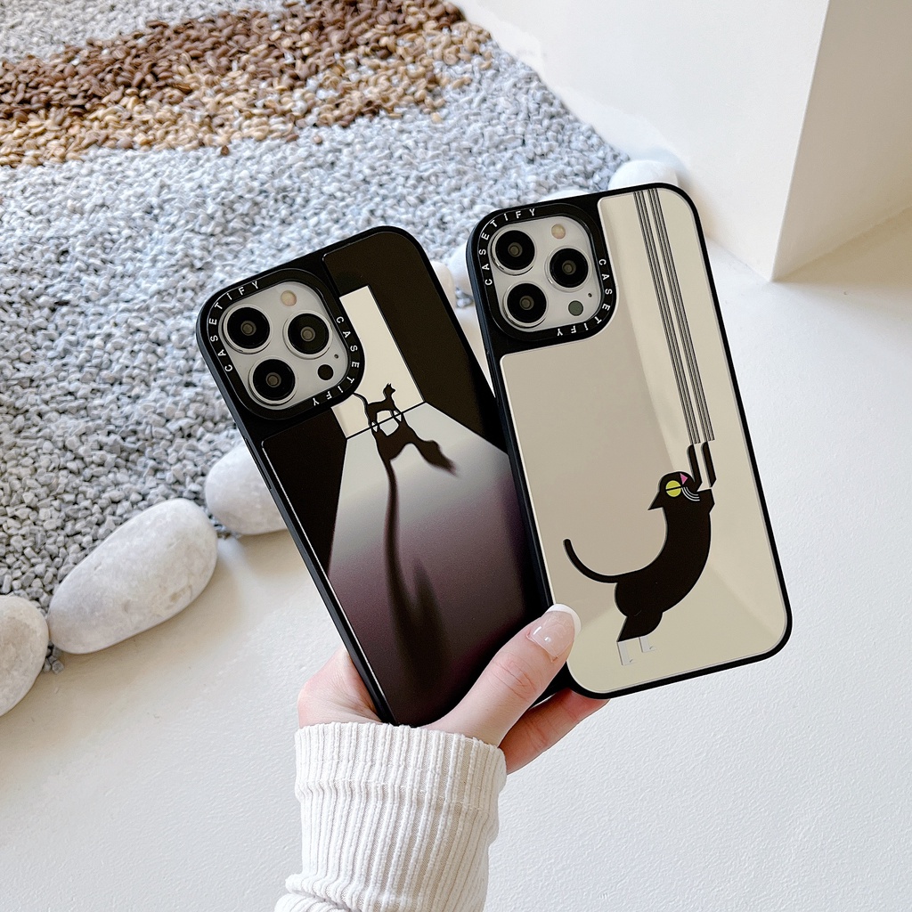 Ốp Điện Thoại Hình Mèo Đen Dễ Thương Thiết Kế Gương Chống Sốc Thời Trang Bảo Vệ Toàn Diện