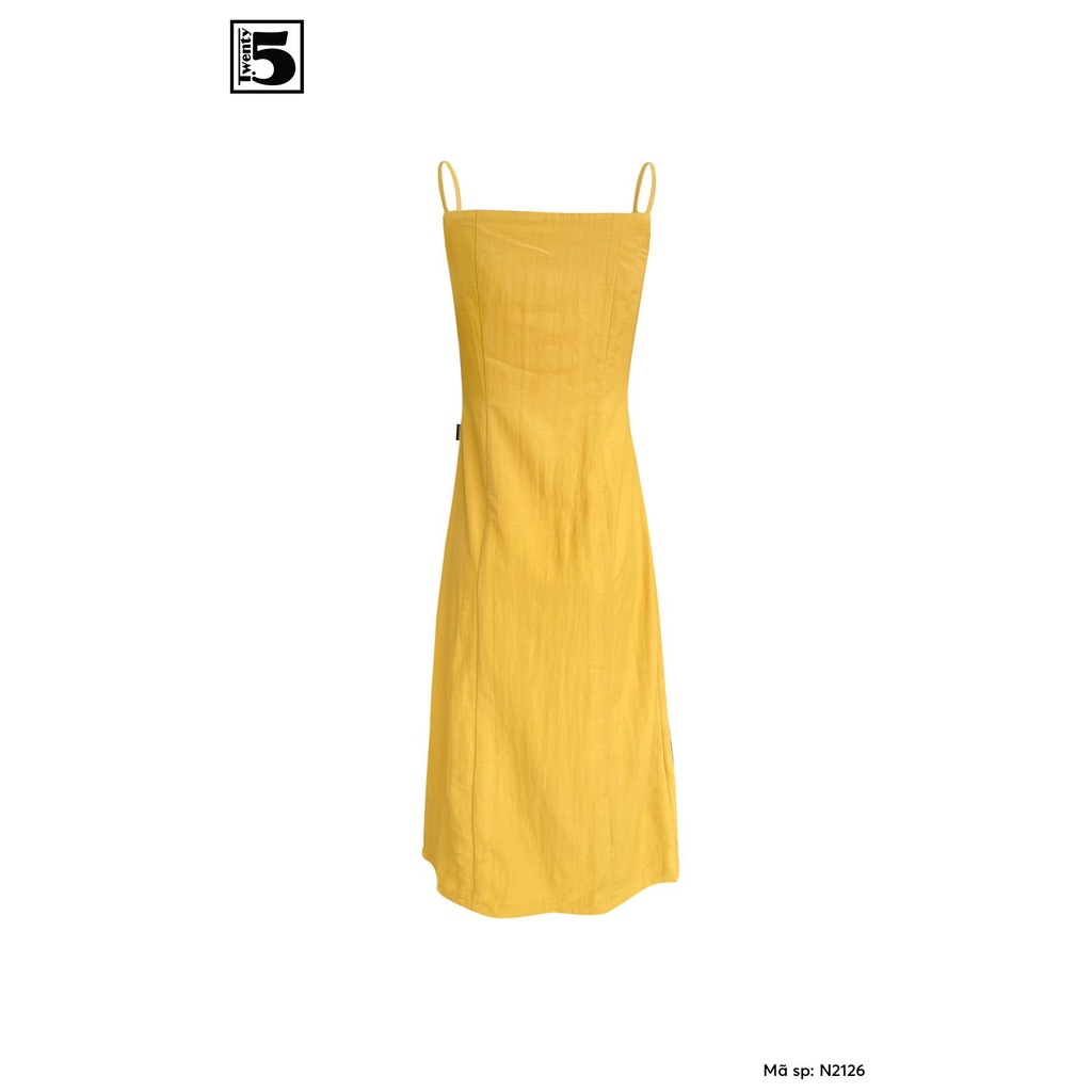 Đầm 2 dây cúp ngực dáng ôm xẻ vạt lệch chất đũi mát Twentyfive N2126