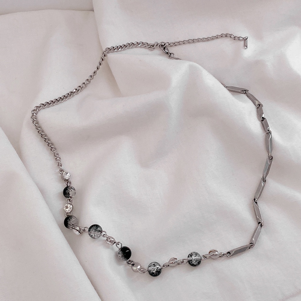Vòng Cổ Nam Nữ Xích Titan Phối Ngọc Phong Cách Unisex