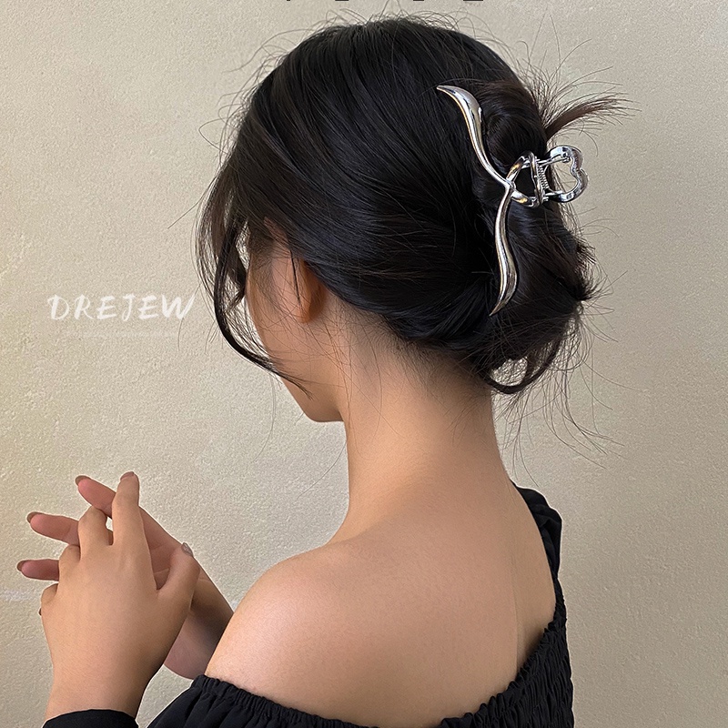 DREJEW Kẹp tóc kim loại phong cách hoàng gia Hàn Quốc thời trang cổ điển