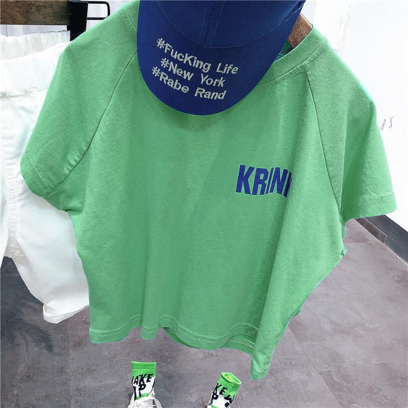 Áo thun ngắn tay in họa tiết phong cách Hàn Quốc đáng yêu cho trẻ em