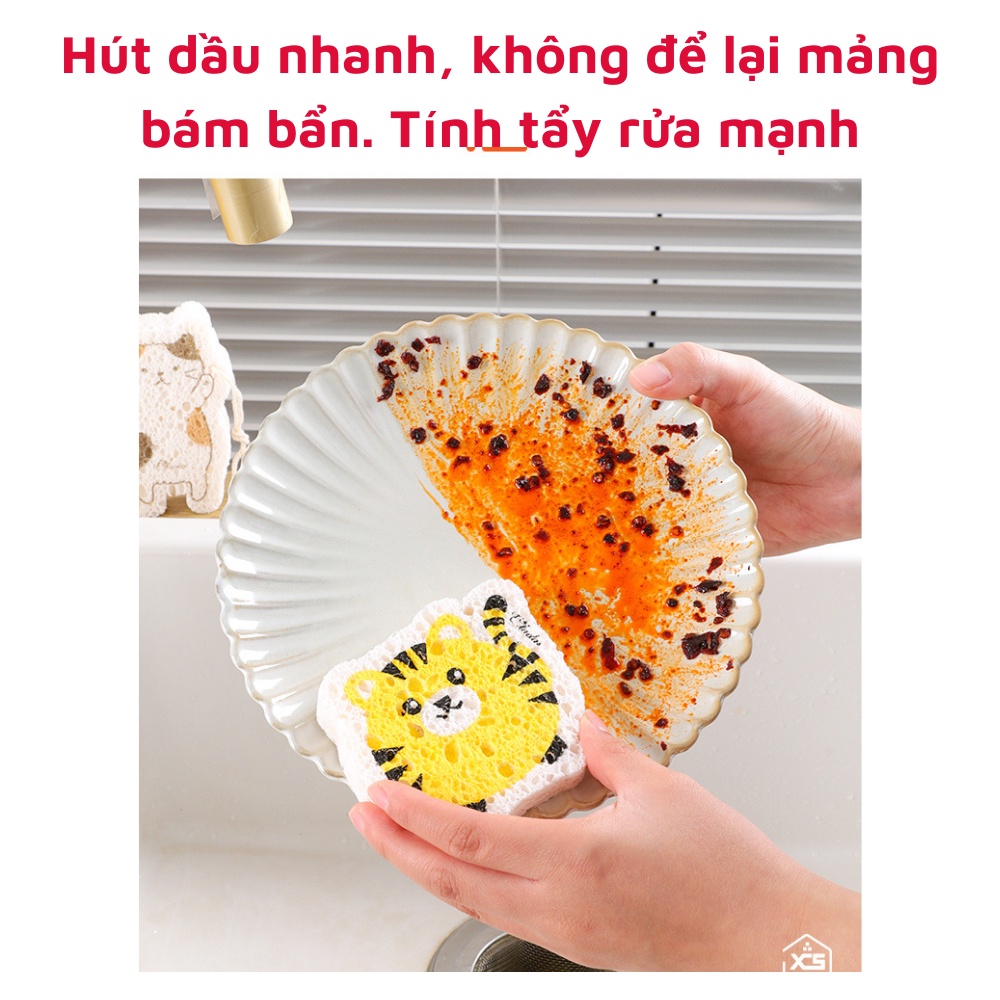 Miếng rửa chén bọt biển hoạt hình đa năng cao cấp dành cho gia đình