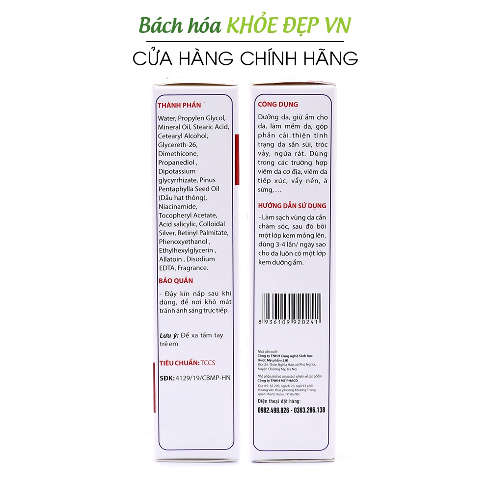 Kem bôi giảm viêm da cơ địa, vảy nến, á sừng giúp dưỡng ẩm, giảm ngứa rát sần sùi - 20g [Vanecin]