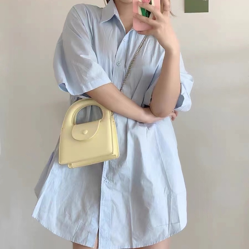 Túi Đeo Chéo Hình Tròn Nhỏ Màu Kẹo Trơn Dễ Thương Thời Trang Xuân Hè 2022 Cho Nữ