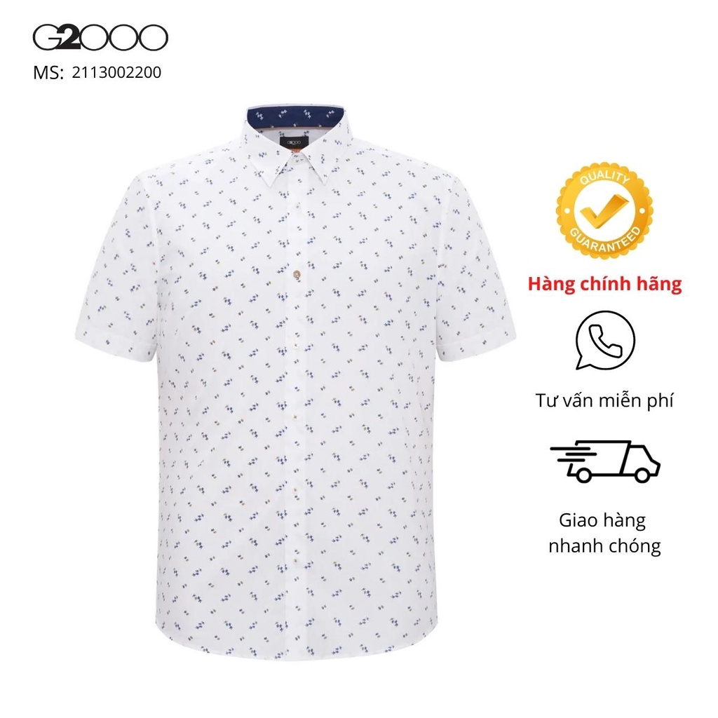 Áo Sơ Mi Nam G2000 (21130022-00/77) Tay Ngắn 2 Màu Trắng/ Xanh Đen