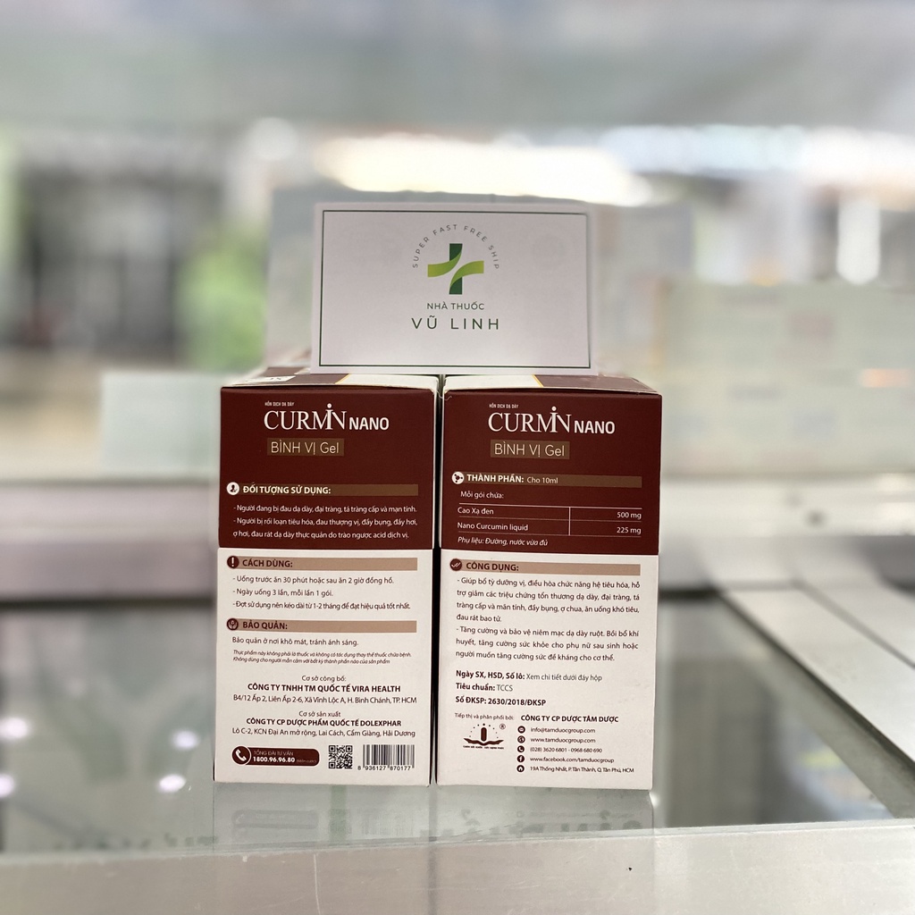 (CHÍNH HÃNG) CURMIN NANO Bình Vị Gel Giảm Ợ Chua, Đau Rát Thượng Vị, Trào Ngược Dạ Dày - Hộp 30 gói