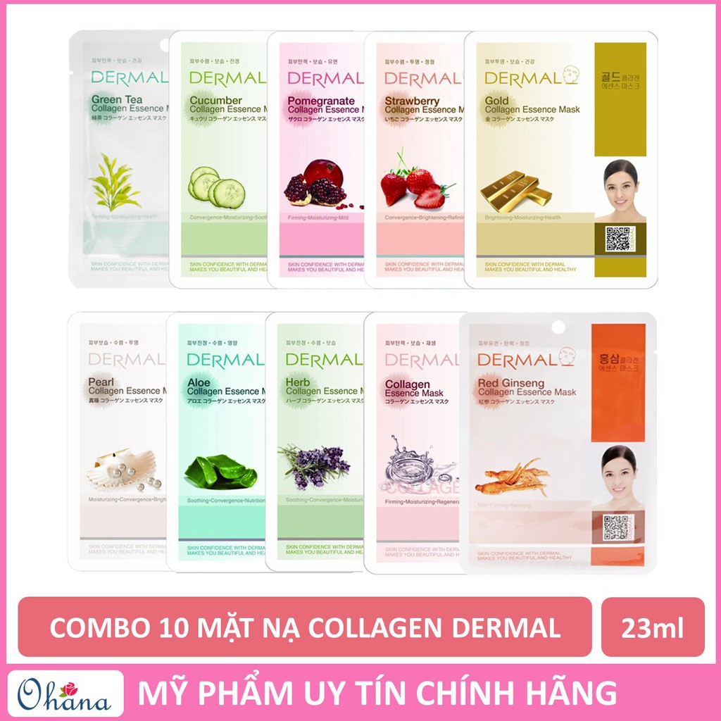 Combo 10 Miếng Mặt Nạ Dưỡng Da Dermal Hàn Quốc