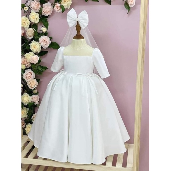 Váy trắng công chúa kèm bờm xược xkids bé gái