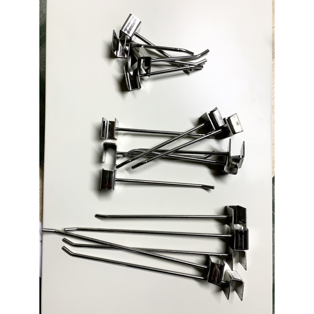 10 móc treo đồ cài hộp bằng inox 10,15,20,25cm treo phụ kiện