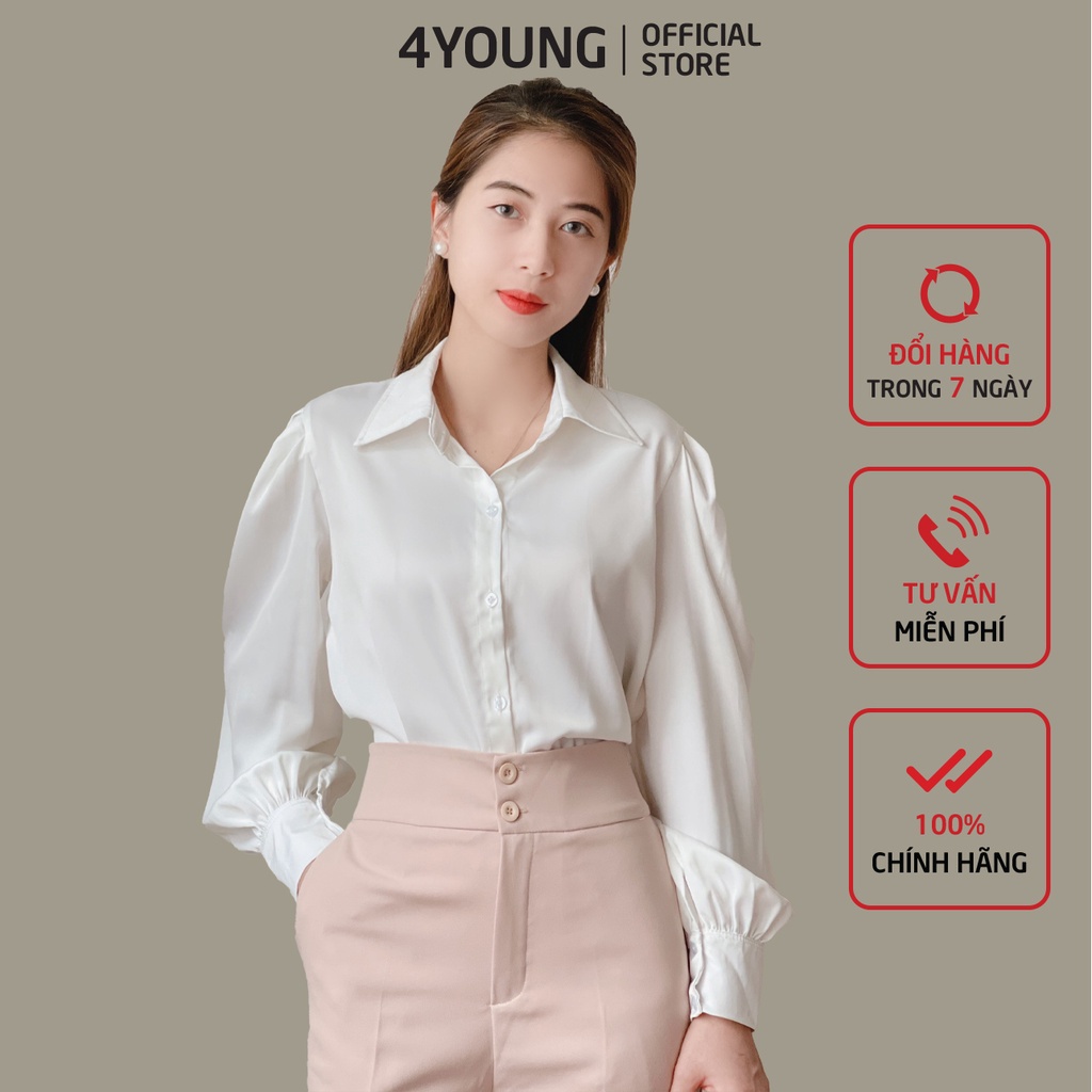 Áo sơ mi nữ đẹp form rộng công sở tay dài phồng 4YOUNG ASM01 - Hàng mới về