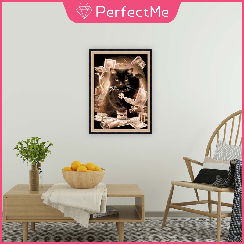 Bộ tranh đính đá 5D họa tiết chú mèo dễ thương độc đáo kích thước 30×40cm dùng trang trí