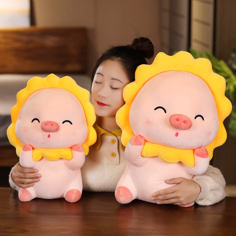 AIXINI ❀35/45/60Cm Kawaii Angel Sunflower Pig Stuffed Toys Plushie Soft Toy Animal Pillow Kawaii Room Decor Girls Birthday Gift Doll Kid
