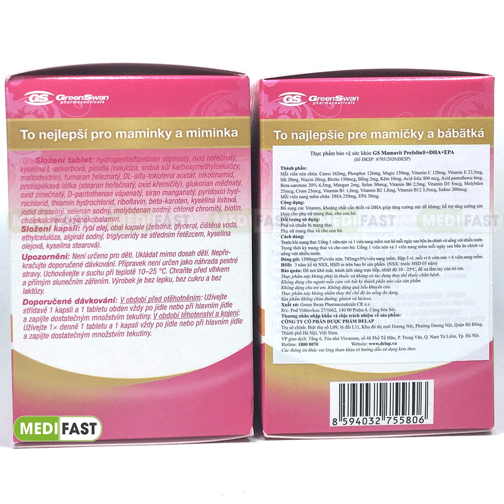 Vitamin tổng hợp cho bà bầu - Vitamin GS Mamavit Có DHA và EPA cho phụ nữ mang thai và cho con bú - Hộp 60 viên