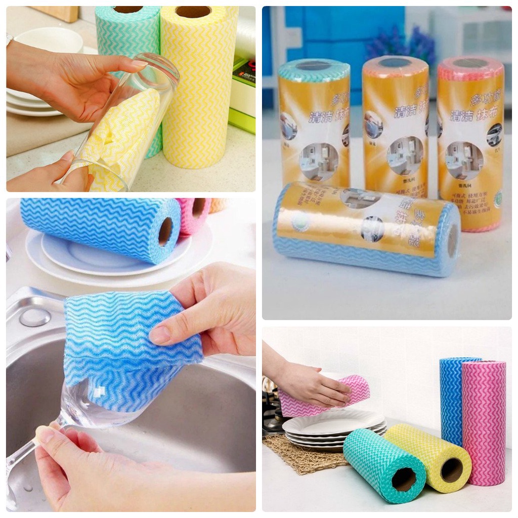 Giấy Lau Đa Năng - Khăn Lau Bếp, Lau Tay 50 Tờ 1 Cuộn Có Thể Giặt Được , vải không dệt
