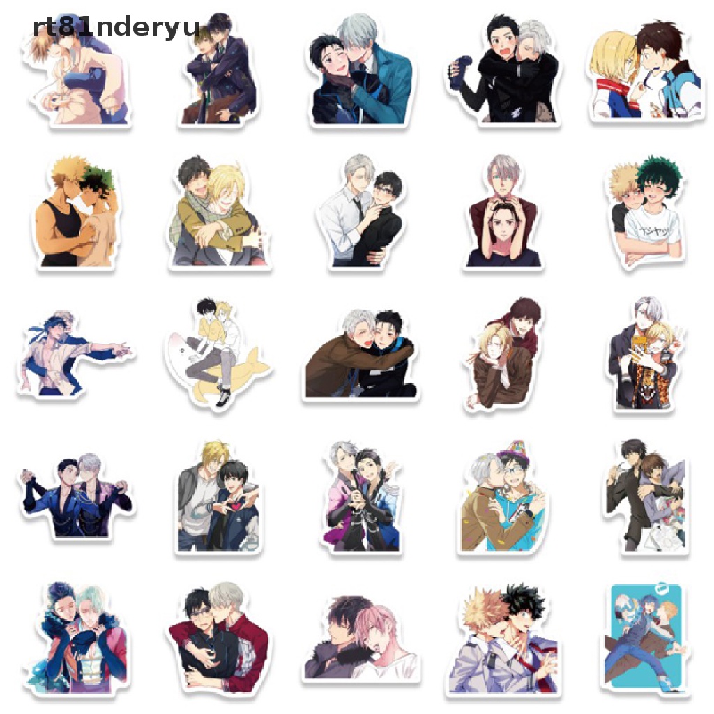 Set 50 Sticker Anime BL; yaoi rt81nderyu Nhật Bản Dán Ba Lô Laptop Ván Trượt Đồ Chơi VN