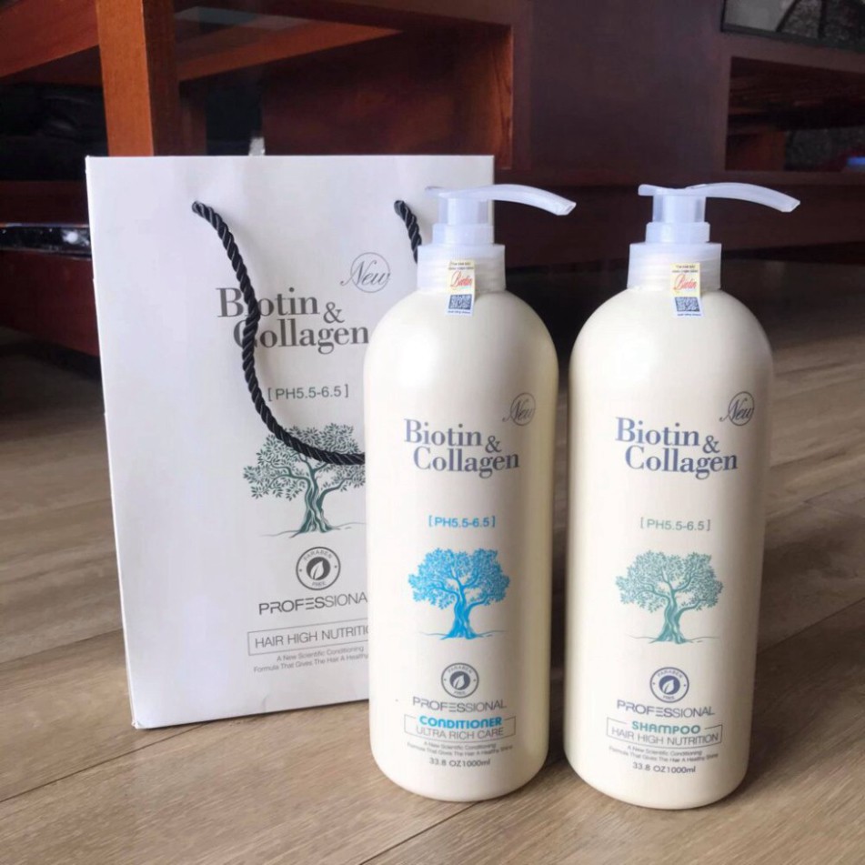 Biotin Collagen -  Cặp Dầu Gội + Xả Chống Rụng Kích Thích Mọc Tóc Siêu Mềm Mượt Biotin & Collagen 1000ml | BigBuy360 - bigbuy360.vn