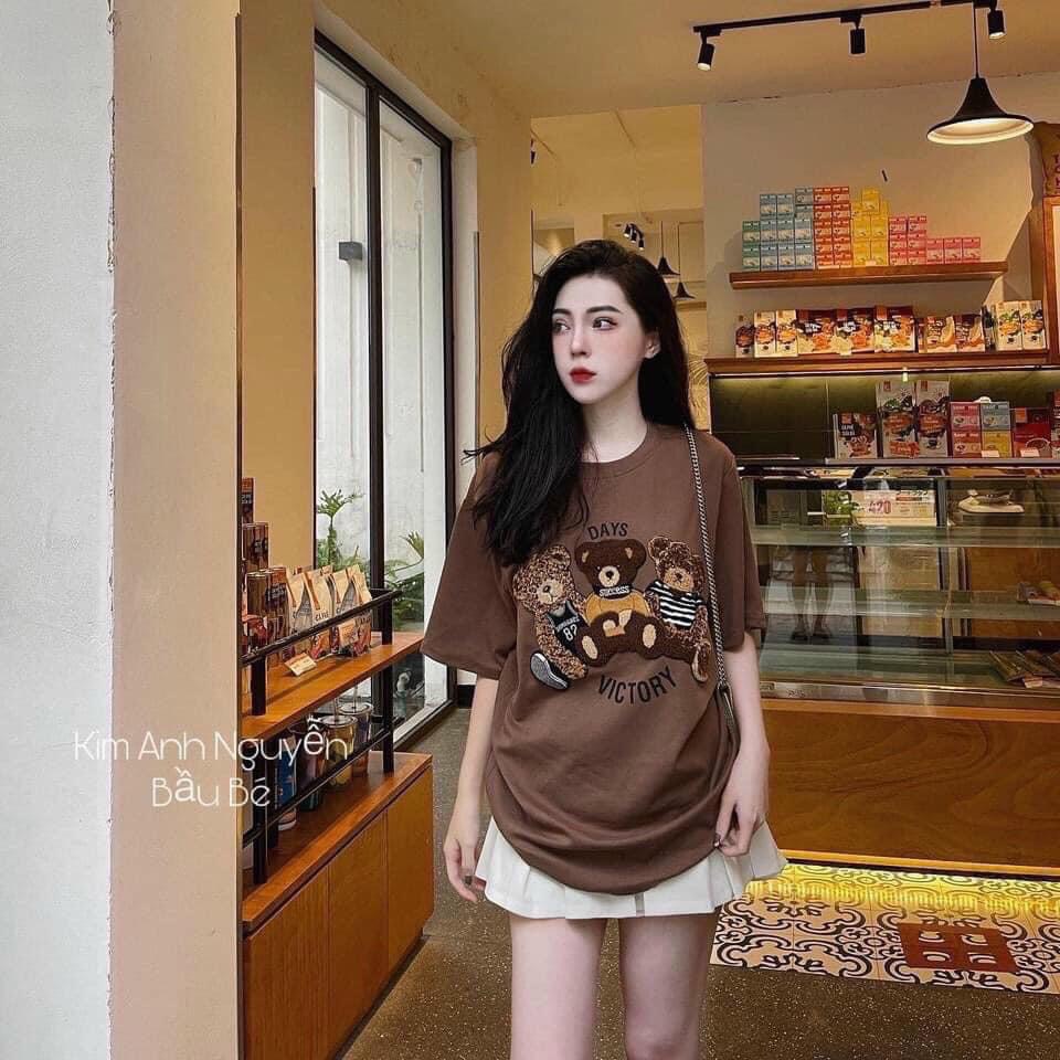 (Có túi ZIP) Áo phông nữ quảng châu 3 chú gấu
