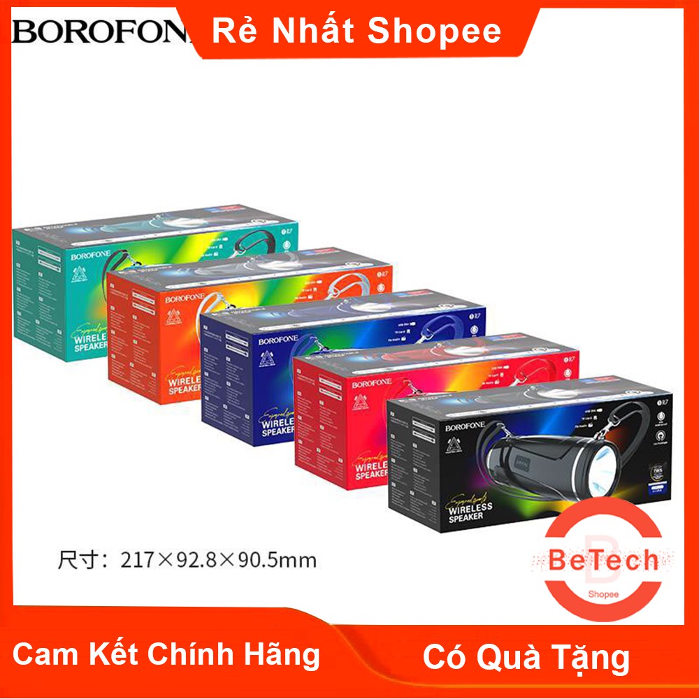 Loa Bluetooth BOROFONE BR7 Empyreal, loa không dây, BT V5.0, 2,5 giờ nghe nhạc / cuộc gọi,tích hợp đèn pin - BH 12 Tháng