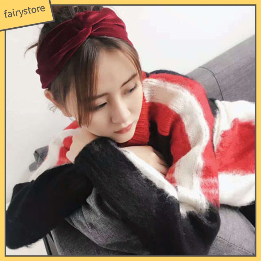 Cài tóc nhựa bọc nhung lông kiểu thắt nút thời trang cho nữ