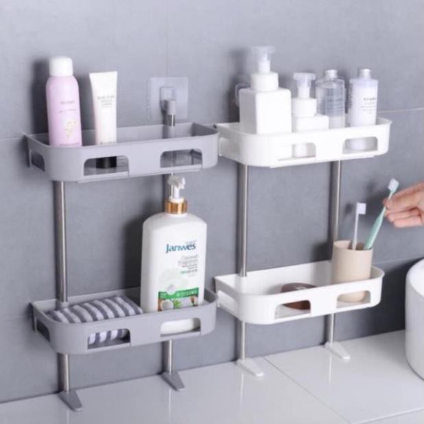 KỆ NHỰA 2 TẦNG ĐA NĂNG ĐỰNG ĐỒ NHÀ TẮM, NHÀ VỆ SINH SIÊU CHỊU LỰC - KỆ ĐỰNG GIA VỊ , KỆ NHÀ BẾP HÚT CHÂN KHÔNG