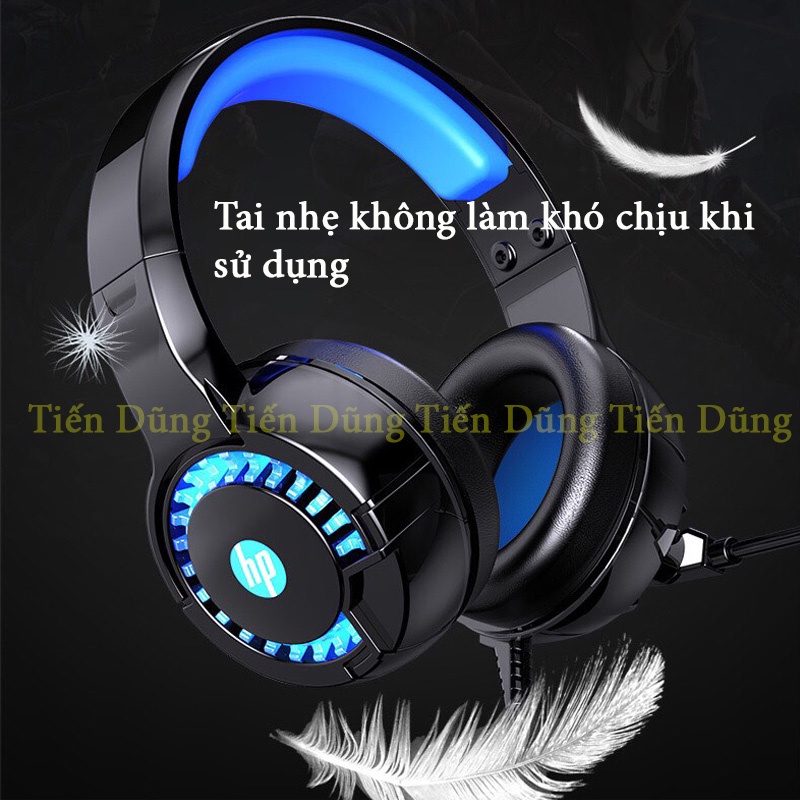 Tai Nghe Chụp Tai HP DHE 8011UM Có Micro Đèn Led Hỗ Trợ Tốt Học Online Chơi Game có 2 Cổng Kết Nối USB và Chân 3.5