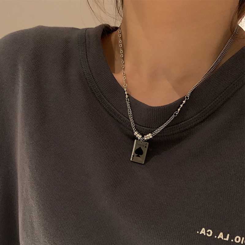 Vòng cổ Mặt Thẻ Bài Phong Cách Hip Hop Cổ Điển