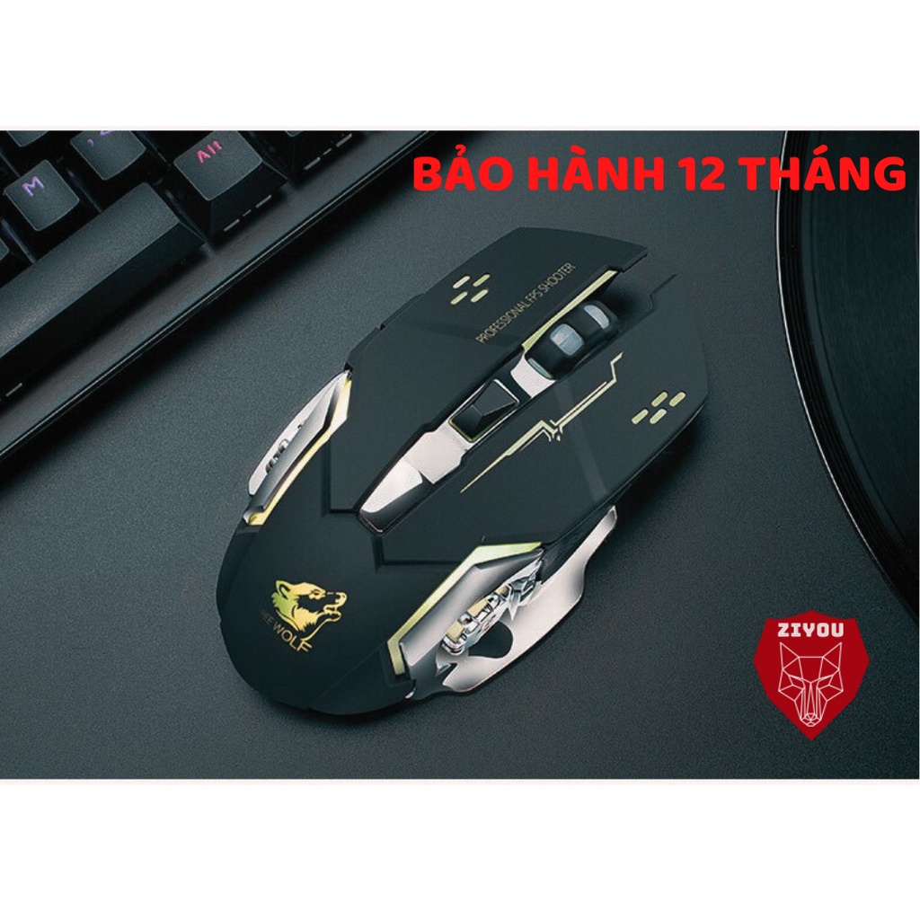 Chuột máy tính không dây Gaming ZIYOU X8 có đèn LED tự động đổi màu,có thể sạc lại, kết nối 2.4GHZ chuyên game