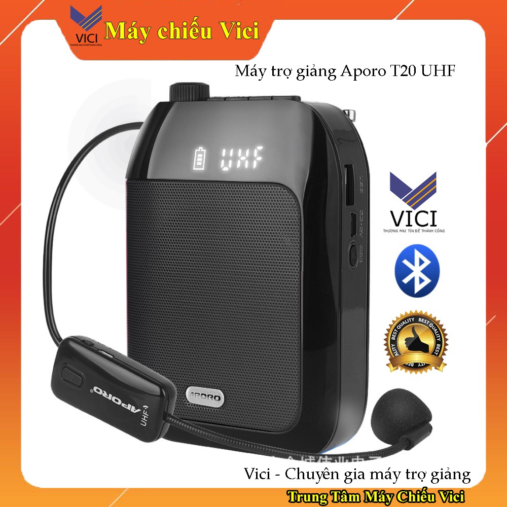 [Mã ELMS5 giảm 7% đơn 300k] MÁY TRỢ GIẢNG APORO T20 UHF BLUETOOTH HÀNG CHÍNH HÃNG - ÂM THANH TO RÕ TRONG TRẺO - PIN LÂU