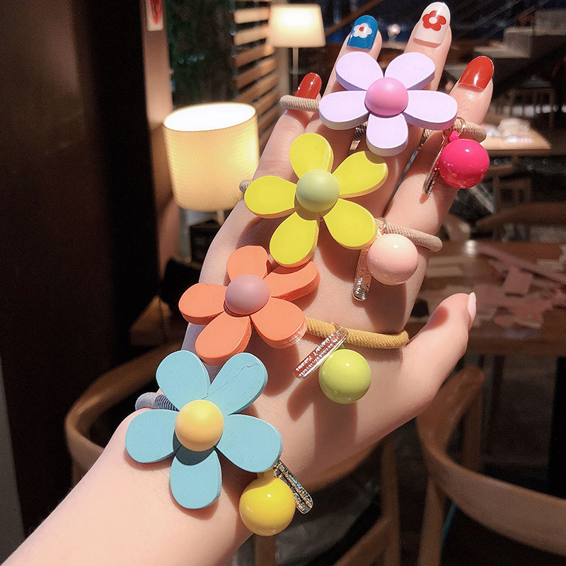 Dây Buộc Tóc Phối Hoa Xinh Xắn Cho Bé Gái