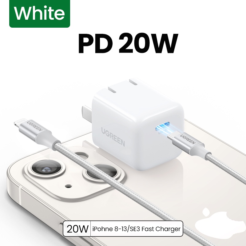Củ sạc nhanh Ugreen Type-c 20W PD thích hợp cho iPhone 13/13 Mini/13 Pro/13 Pro Max/12 Pro Max/SE/11 Pixel Galaxy S