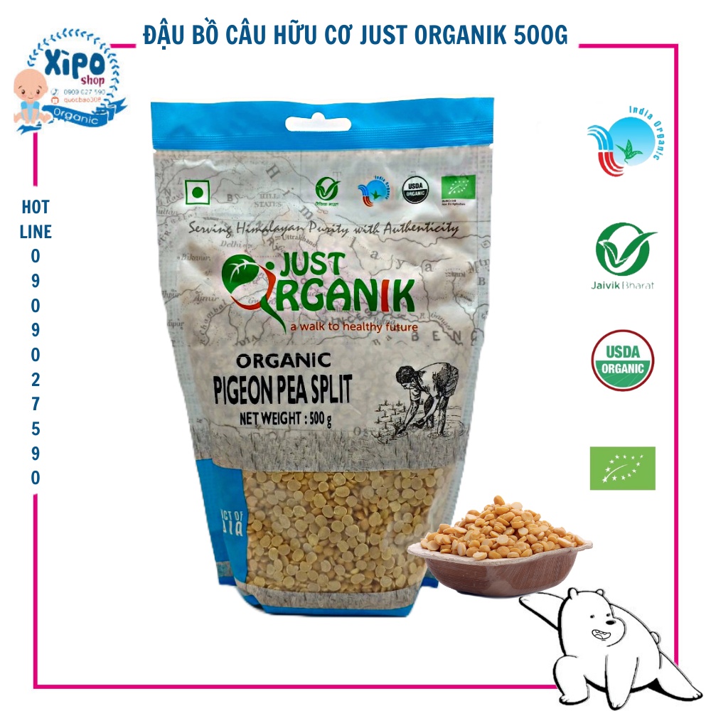 Đậu Bồ Câu Hữu Cơ Pigeon Pea Split Just Organik 500g