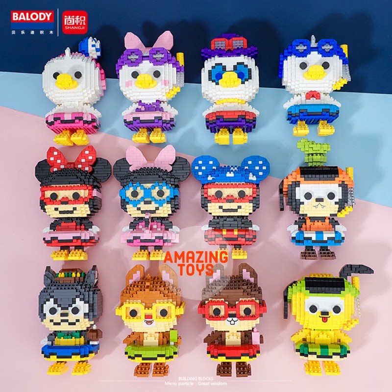 Bộ 12 mô hình lắp ráp Disney Pool Party 12cm