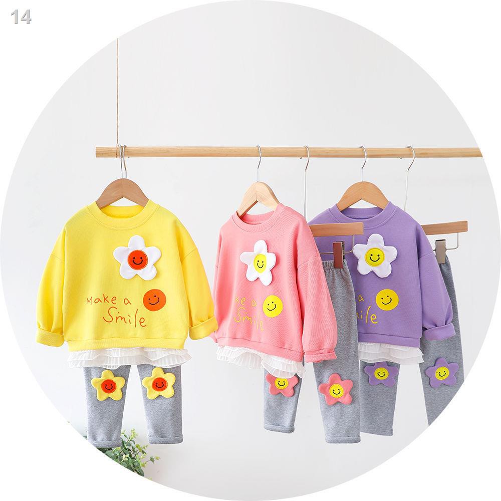 Bộ đồ bé gái mùa xuân 2021 quần áo cotton trẻ em 5-6-8 tháng 0-1-2-3 tuổi thời trang