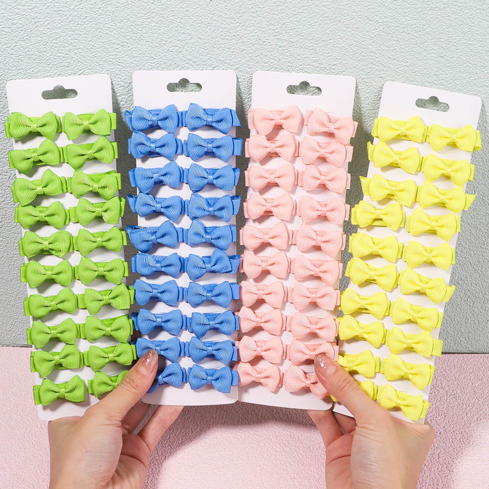 Set 20 kẹp tóc nơ KIDSBOWS 1.4&quot; màu trơn đơn giản dễ thương cho bé gái