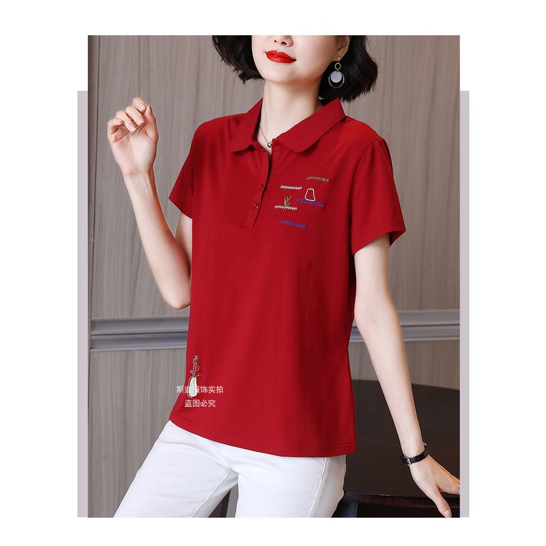Áo polo Tay Ngắn Có Cổ Thời Trang Dành Cho Nữ Trung Niên
