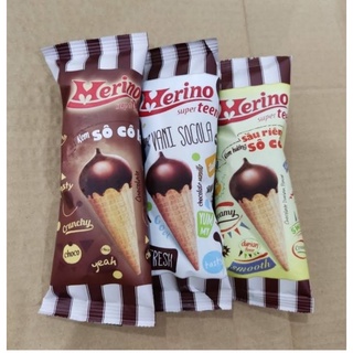 Kem ốc quế merino superteen 3 vị: vani, socola, sầu riêng 1 cây 15.000, 5 cây 70.000