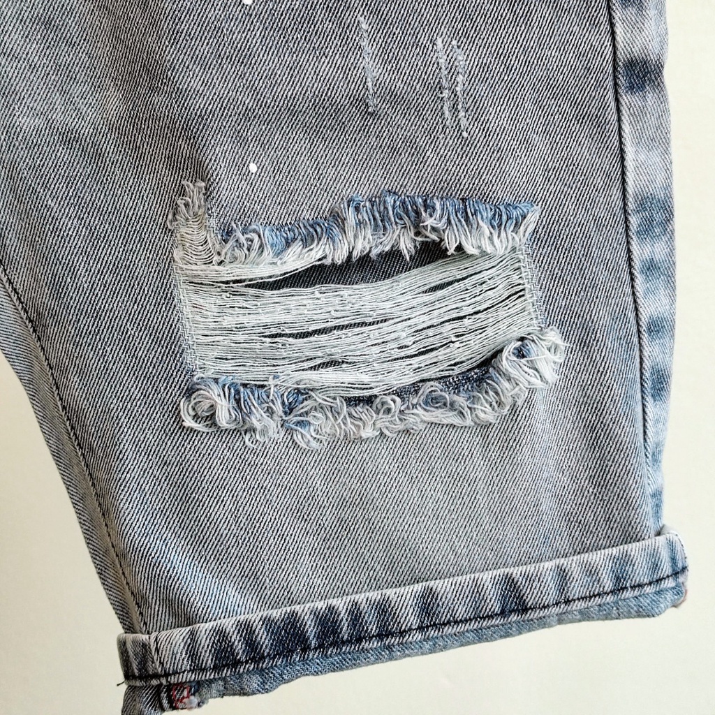 Quần short jean nam rách màu xanh nhạt mài VNXK Pon.mens