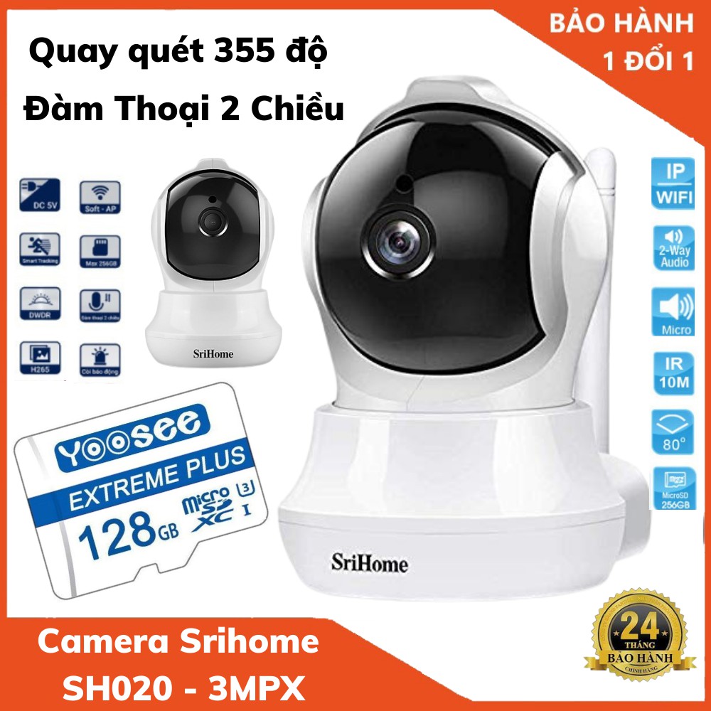 Camera Wifi Camera Srihome SH020 - 3.0MPX - FULL HD 1926P thumbnail