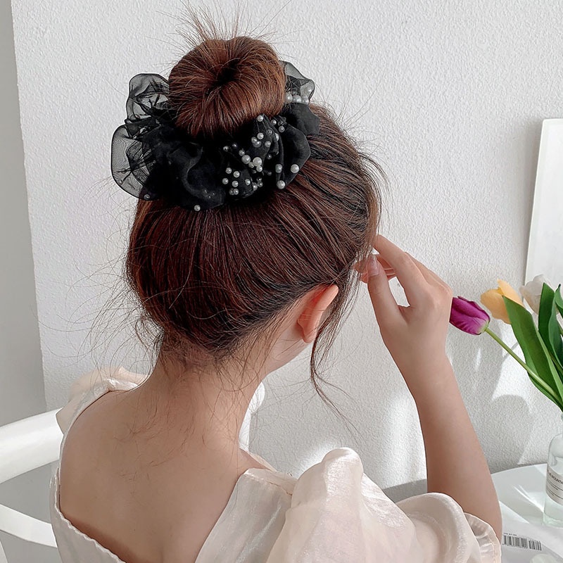 Dây buộc tóc Haimeikang ren đính ngọc trai giả thời trang thanh lịch dành cho nữ