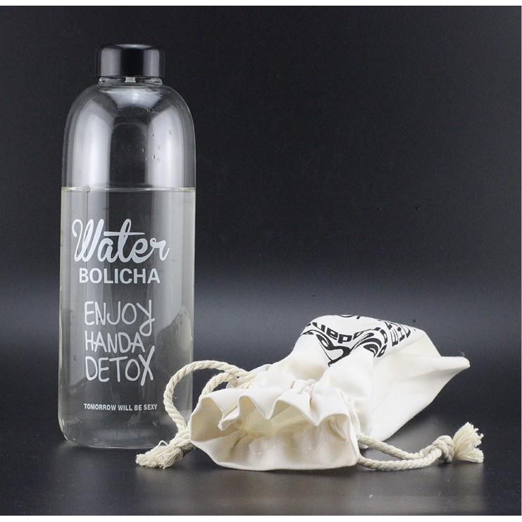 Bình nước Detox đẹp " Water Pongdang" 1000 ml ( màu trong suốt ) - Kèm 1 Túi Vải | BigBuy360 - bigbuy360.vn