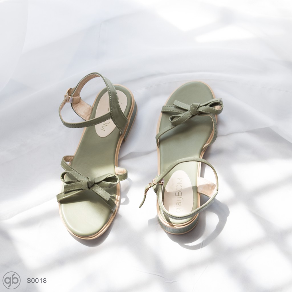 Sandal Nữ giayBOM Đế Cao 3 cm Quai Dây Thắt Nơ S0018