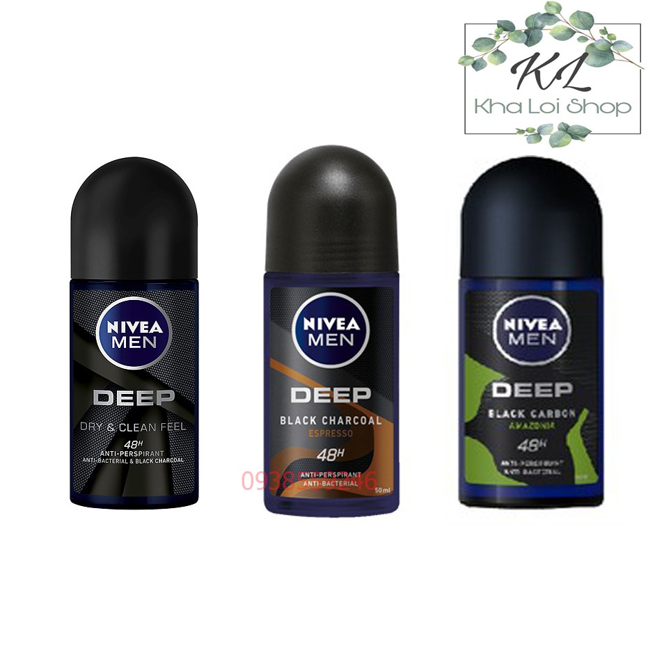 LĂN NGĂN MÙI NIVEA MEN DEEP BLACK 50ml