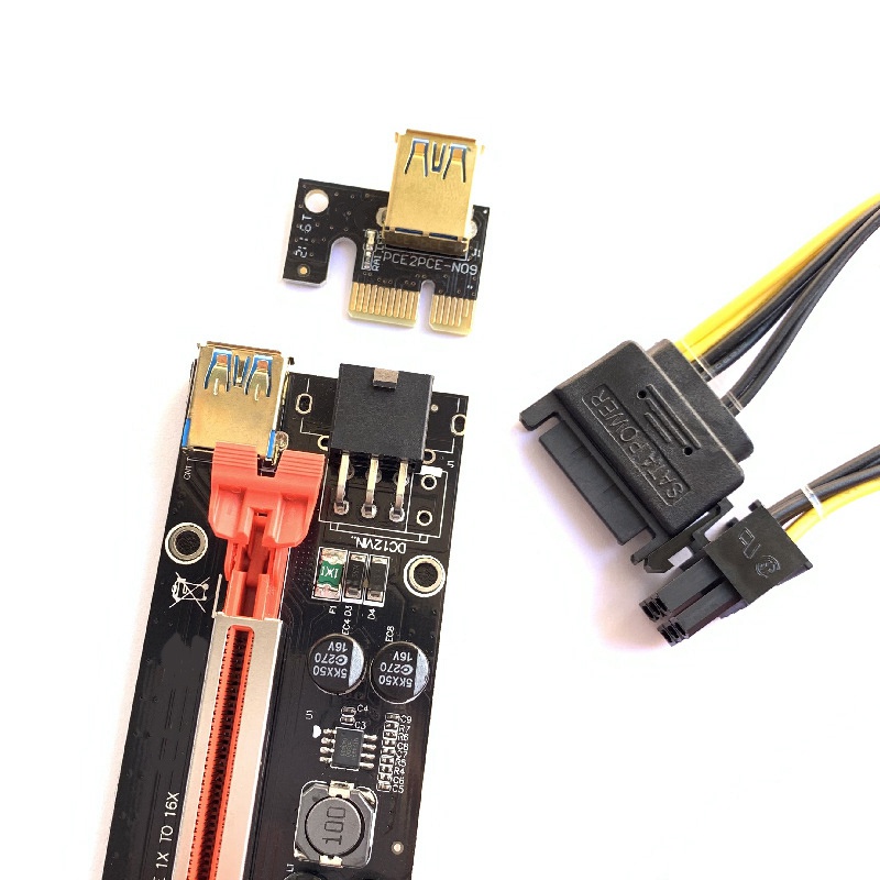 Card mở rộng PCI-E VER 009S Express 1X 16X màu đỏ và đen | BigBuy360 - bigbuy360.vn