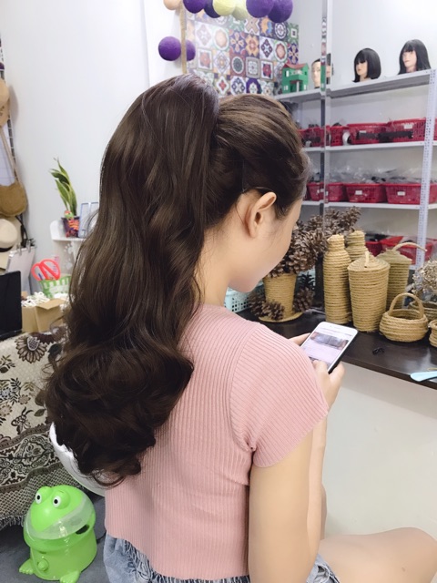 Ngoạm tóc giả xoăn dài n255( ảnh thật)